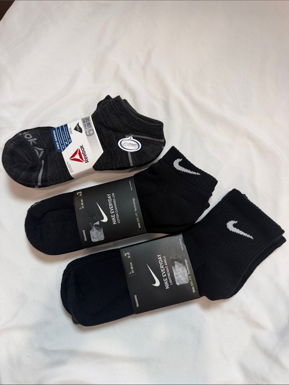 Nike Training and Reebok Pro-Series Black Athletic Socks